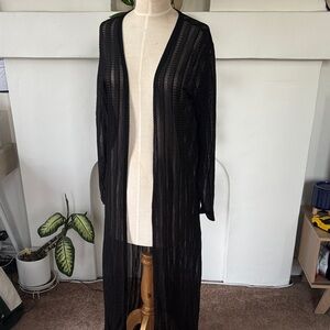 Black Open-Front Knit swim cover up